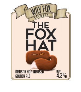 the fox hat pump clip beer name from the wily fox brewery