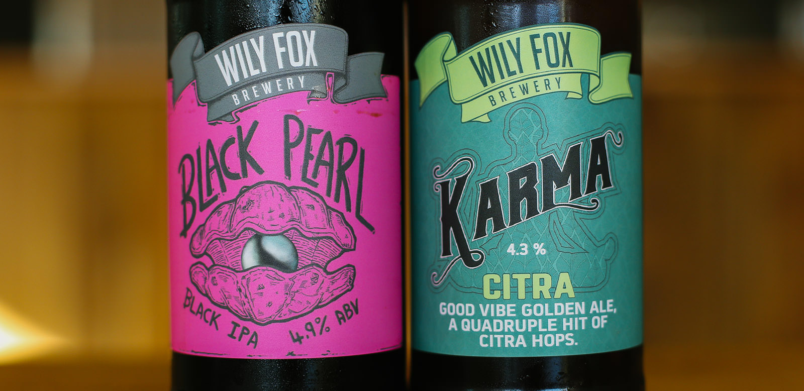 Wily Foxes Karma Citra & Black Pearl IPA in bottles