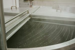 sparging the malt in a brewery