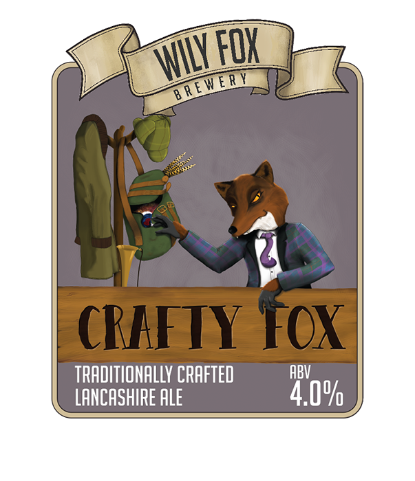 crafty fox pump clip beer name from the wily fox brewery