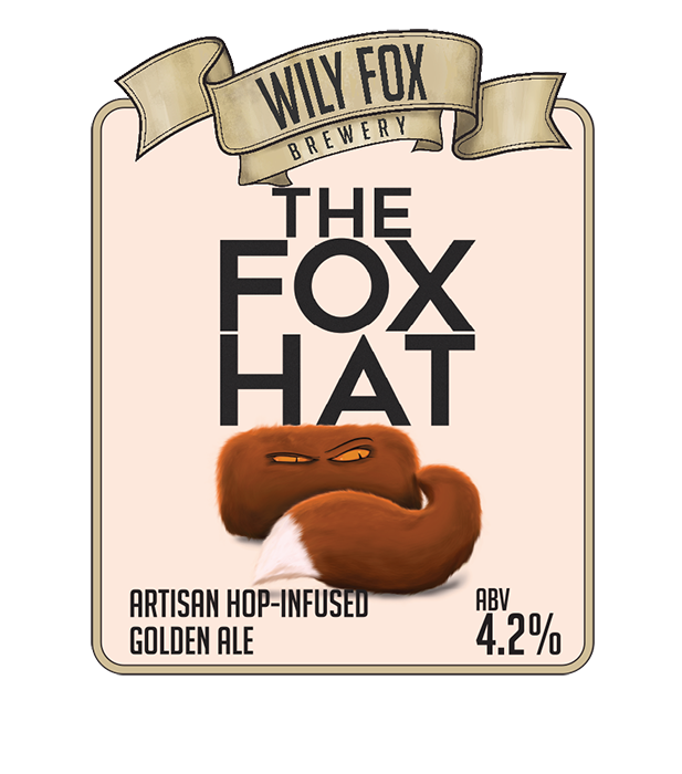 the fox hat pump clip beer name from the wily fox brewery