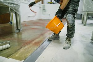 resin floor being installed inside a brewery